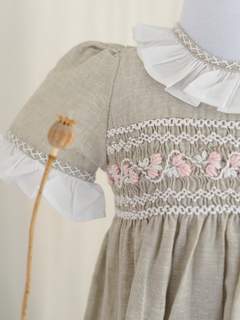 Vestido Emi Beige Smock Rosa - tienda online