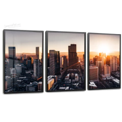 Quadros Decorativos - Conj. 3/1 Cidade de Denver, Colorado ao pôr do sol cod0294