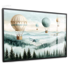 Quadro Decorativo - Avião com balões minimalistas cod0423 - comprar online