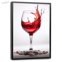 Quadro Decorativo - Taça com vinho derretendo fundo branco cod0484 - comprar online
