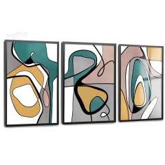 Quadros Decorativos - Conj. 3/1 Arte aquarela boêmia com formas abstratas cod0542 - comprar online