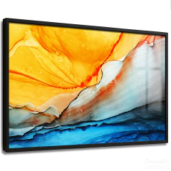Quadro Decorativo - Abstrato Ondulado Amarelo e Azul cod0628 - comprar online