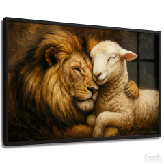 Quadro Decorativo - Leão e Cordeiro cod0638 - comprar online