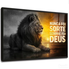 Quadro Decorativo - Leão Creapixel Nunca foi sorte, sempre foi Deus cod0640 - comprar online