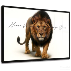 Quadro Decorativo - Leão com fundo branco Nunca foi sorte, sempre foi Deus cod0643 - comprar online
