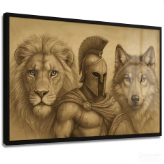 Quadro Decorativo - A Tríade dos Guerreiros , Leão, Espartano e Lobo cod0653
