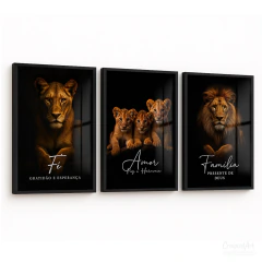 Quadros Decorativos - Conj. Família de Leões da Fé cod0654