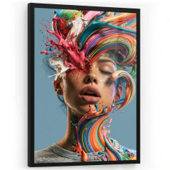 Quadro Decorativo - Explosão de Cores, Mulher Abstrata cod0689