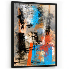 Quadro Decorativo - Abstrato Urbano Azul e Laranja cod0690