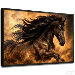Quadro Decorativo - Cavalo Negro, Força, Liberdade e Elegância cod0700