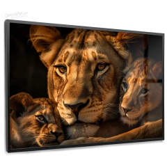 Quadro Decorativo - Leoa e 2 Filhotes cod0350
