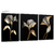 Quadros Decorativos - Conj. 3/1 Abstract Flower Gold cod0122