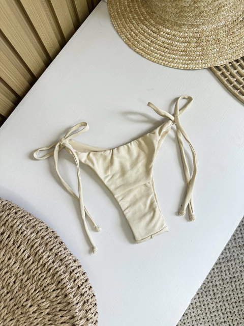 Calcinha fio duplo amarração | areia - comprar online