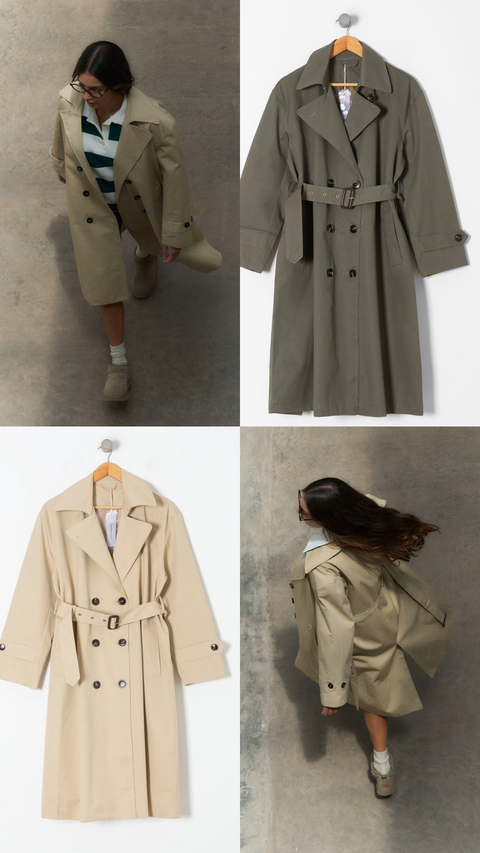 Trench LARGO Zara VERDE premium) - comprar online