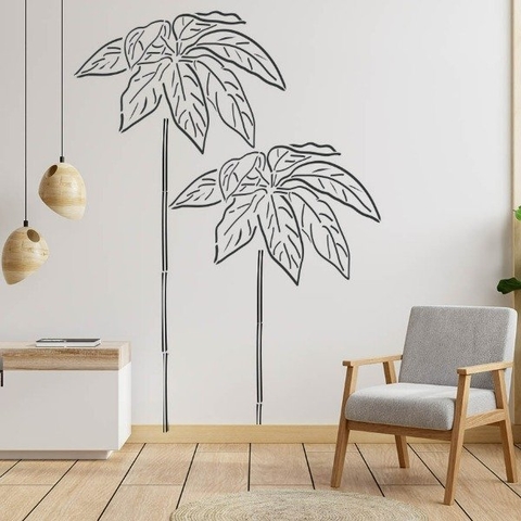 PLANTILLA STENCIL OUTLINE HOJAS TROPICALES 2 60X43 DECOX2LAB By HyN