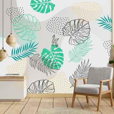 PLANTILLA STENCIL OUTLINE HOJAS 1 TROPICALES 60X43 DECOX2LAB By HyN