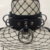 Choker cuerina negra 'Saturno' con doble aro 55mm Talle M