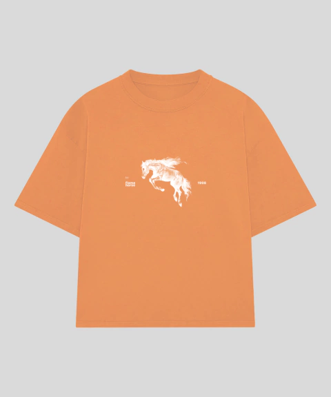 Remera Flame Horse Naranja Boxy