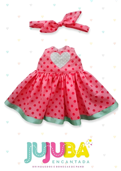 Vestido rosa pink de bolinhas e laço. - comprar online