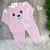 Conjunto de Tricô - Ursinho Carinhoso - Rosa - Calça e Cardigã na internet