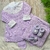 Saída Maternidade Lilás de Tricô Vestido PomPom - Completa - 7 Peças