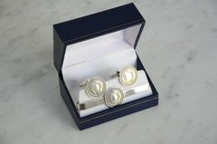 Traba corbata + gemelos Herradura - Aurelia Plata fina