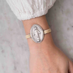 Pulsera pasante soga- Virgen Milagrosa (oval)