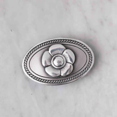 Hebilla Flor del pensamiento 60x40mm- con lonja - Aurelia Plata fina