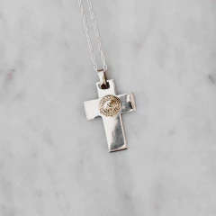 Cruz Plata con doublé de oro- Virgen Niña (tamaño n3)