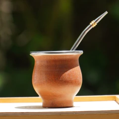 Mate Algarrobo (virola de acero) con bombilla