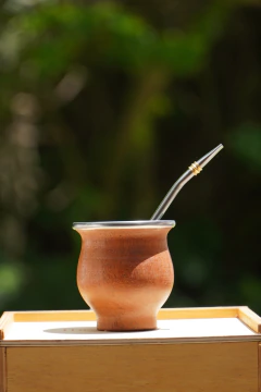 Mate Algarrobo (virola de acero) con grabado y bombilla - Aurelia Plata fina