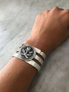 Brazalete chico- Flor de cardo - Aurelia Plata fina