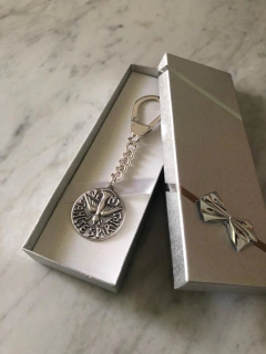 Llavero herradura chico- Veni Sancte Spiritus - Aurelia Plata fina