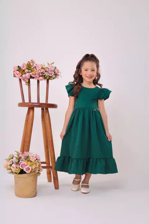 Vestido Infantil Beatrice Verde Premium (forma grande)