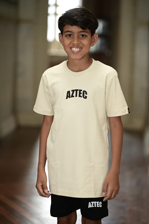 CAMISETA AZTEC INFANTIL BEGE ESCURO