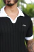 CAMISA AZTEC POLO CROCHET GOLA V PRETA/BRANCA - comprar online