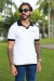 CAMISA AZTEC POLO CROCHET GOLA V BRANCA/PRETA