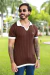 CAMISA AZTEC POLO CROCHET GOLA V MARROM/BRANCA