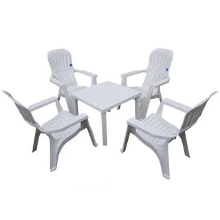 4 SILLONES VARADERO + 1 MESA BARI Voss 2000 BLANCO