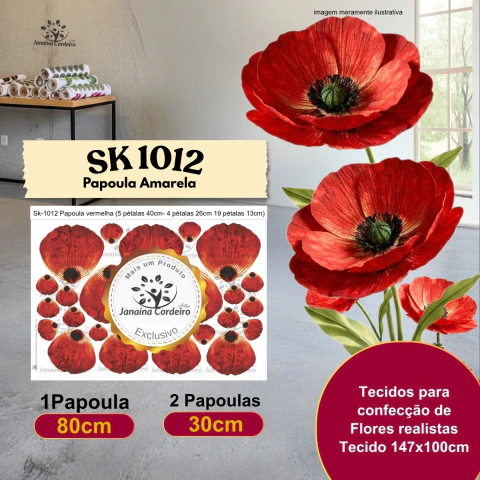 Sk-1012 Papoula vermelha (5 pétalas 40cm- 4 pétalas 26cm 19 pétalas 13cm)