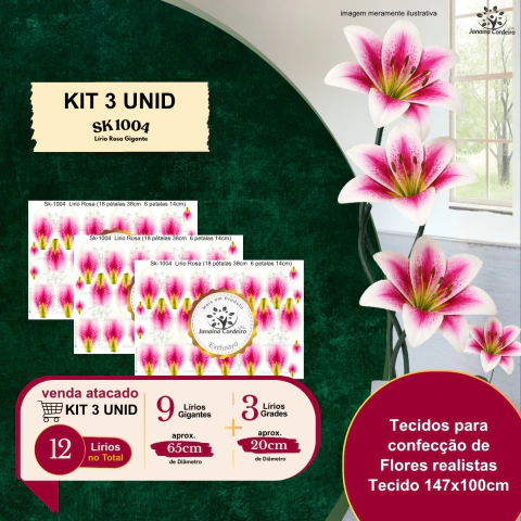 Sk-1004 Lirio Rosa (18 pétalas 38cm 6 petalas 14cm) - comprar online