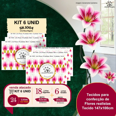 Sk-1004 Lirio Rosa (18 pétalas 38cm 6 petalas 14cm) na internet