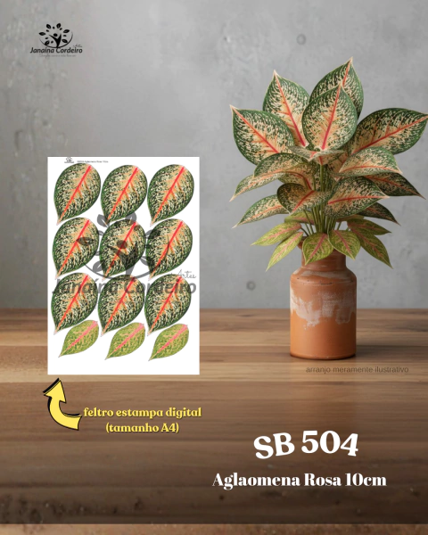 SB504-Aglaomena Rosa 10cm (feltro estampado) Tamanho A4 - comprar online