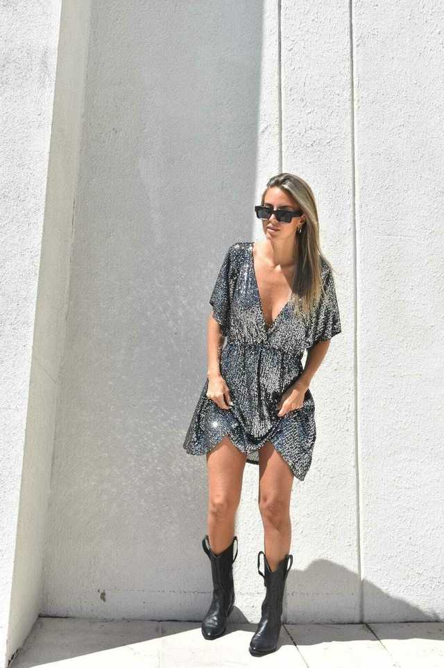 Vestido Corto Roma Lentejuelas Plata - Art 471 thumbnail 2