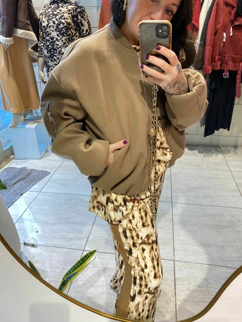 BOMBER PAÑO UNISEX BEIGE - COD 209