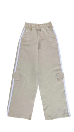 Calça Cargo com Faixas Laterais em Algodão