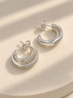 AROS SEMI-ARGOLLA ARTIC - ACERO BLANCO - Hosanna Joyas