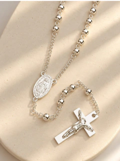CONJUNTO ROSARIO 0,2 CM - ACERO BLANCO en internet
