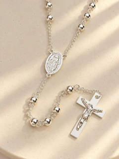 CONJUNTO ROSARIO 0,4 CM - ACERO BLANCO