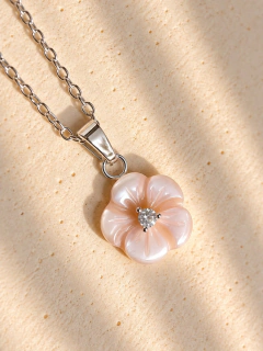 CONJUNTO ANÉMONA ROSA - ACERO BLANCO - Hosanna Joyas